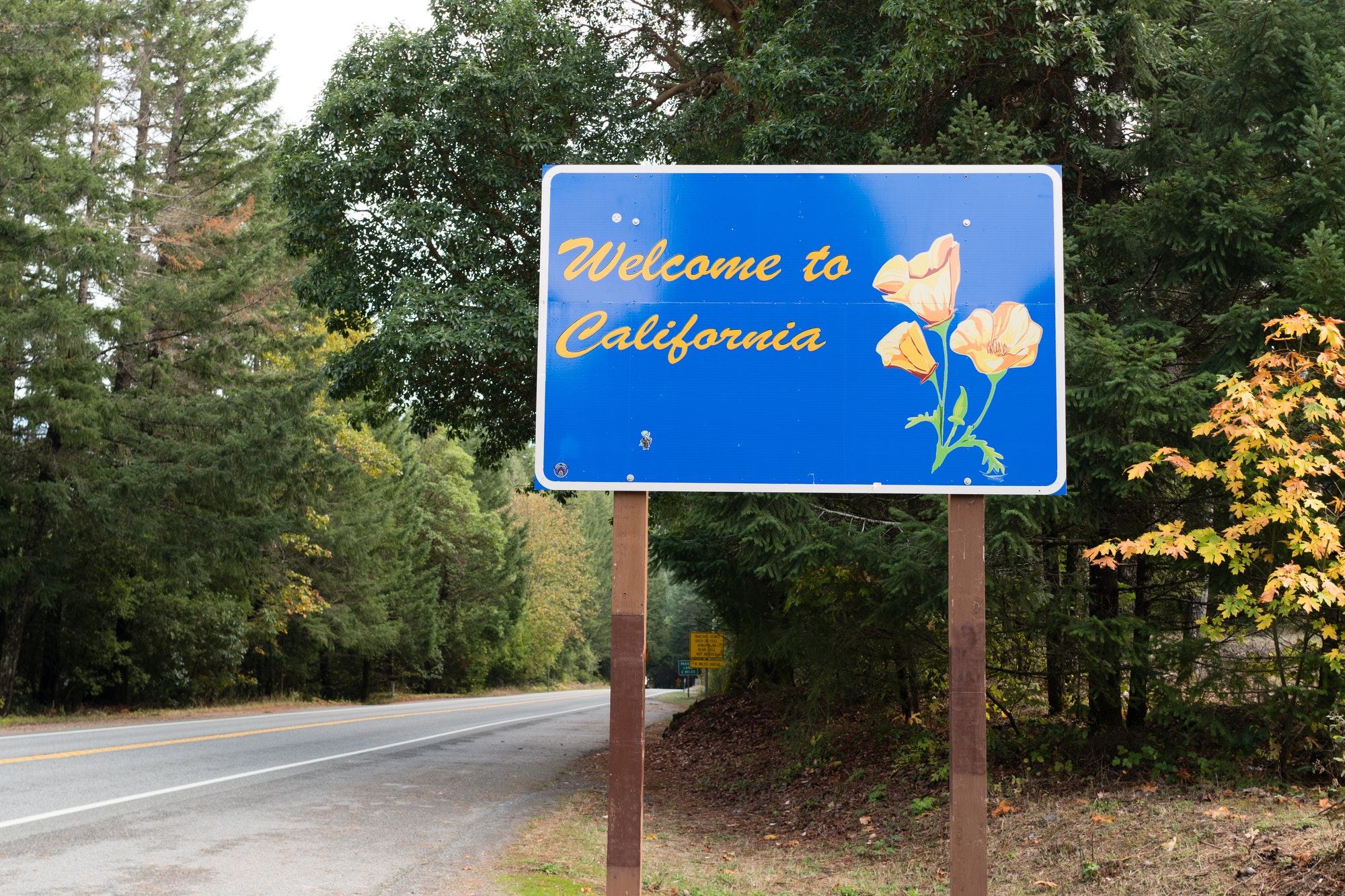 Welcom to California State Highway Entrance Sign Welcom to California State Highway Entrance Sign
