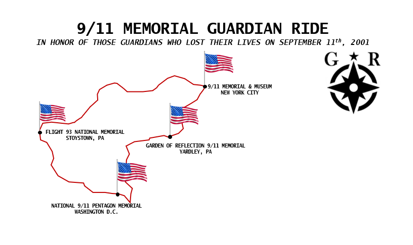Guardian Revival 9-11 Memorial Guardian Ride Guardian Revival Memorial Ride Route