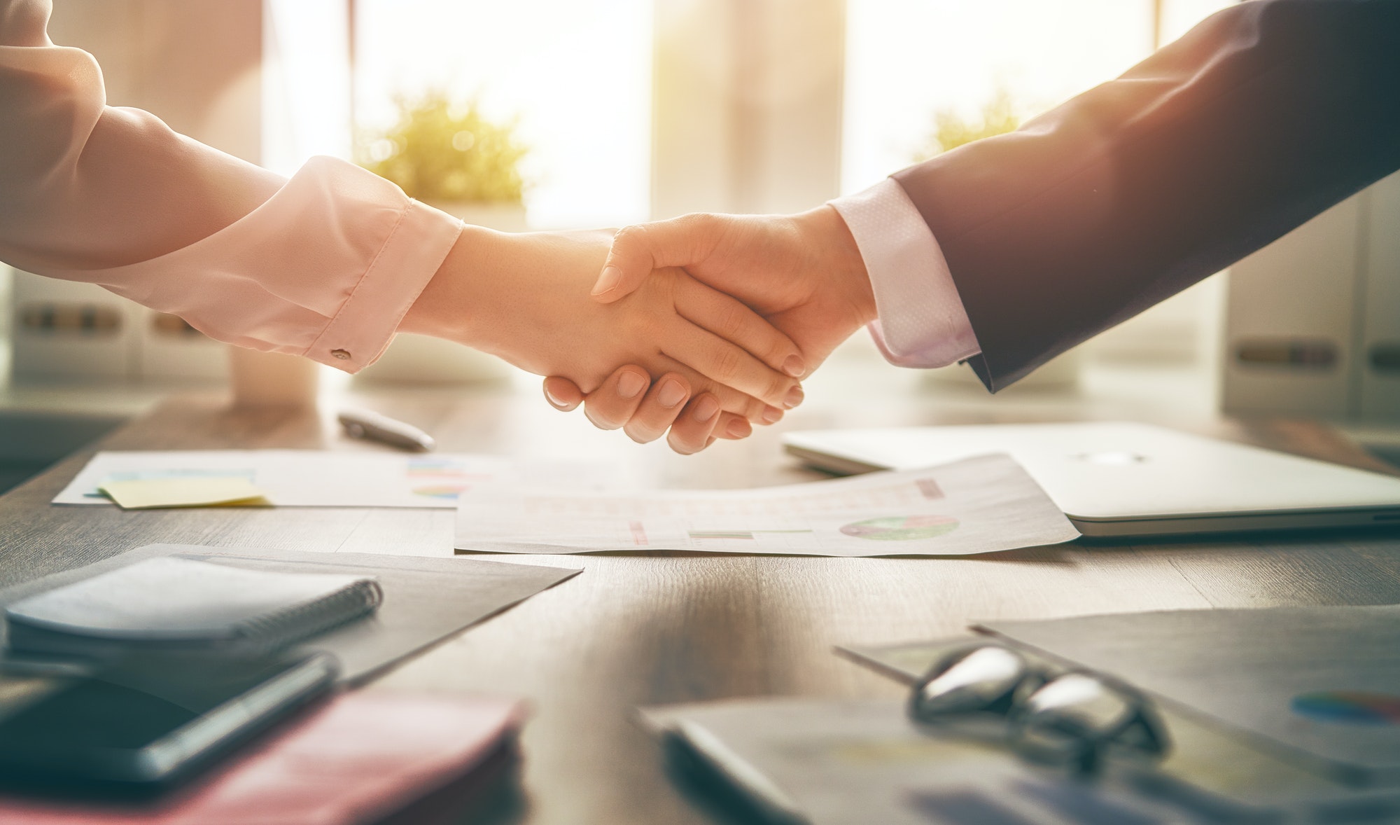 handshaking in office partnership handshake