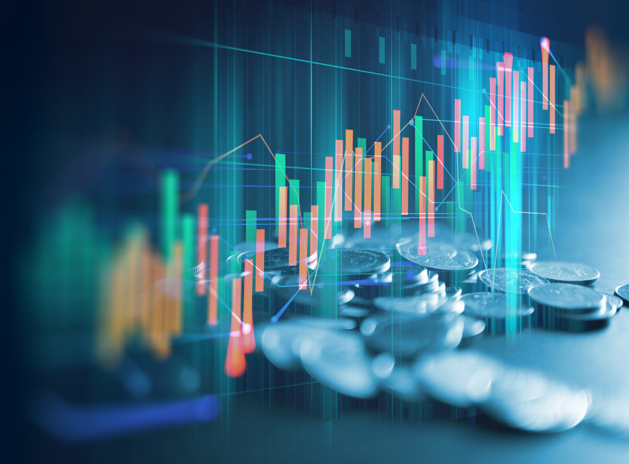 double exposure image of stock market investment graph and coins Learn more about donor-advised funds and how they can benefit your nonprofit.