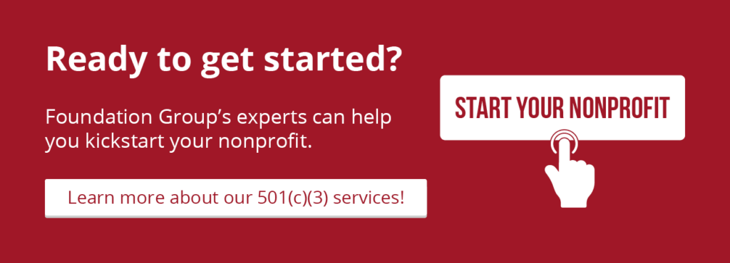 Click this graphic to learn more about Foundation Group’s 501(c)(3) services.