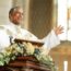 Pastor, preach and in church smile, bible and talking with pride, confidence and happy with altar.